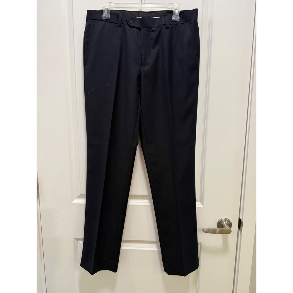 Giorgio Fiorelli Mens Navy Blue Slim Fit Flat Front Dress Pants Size 34 Superlux